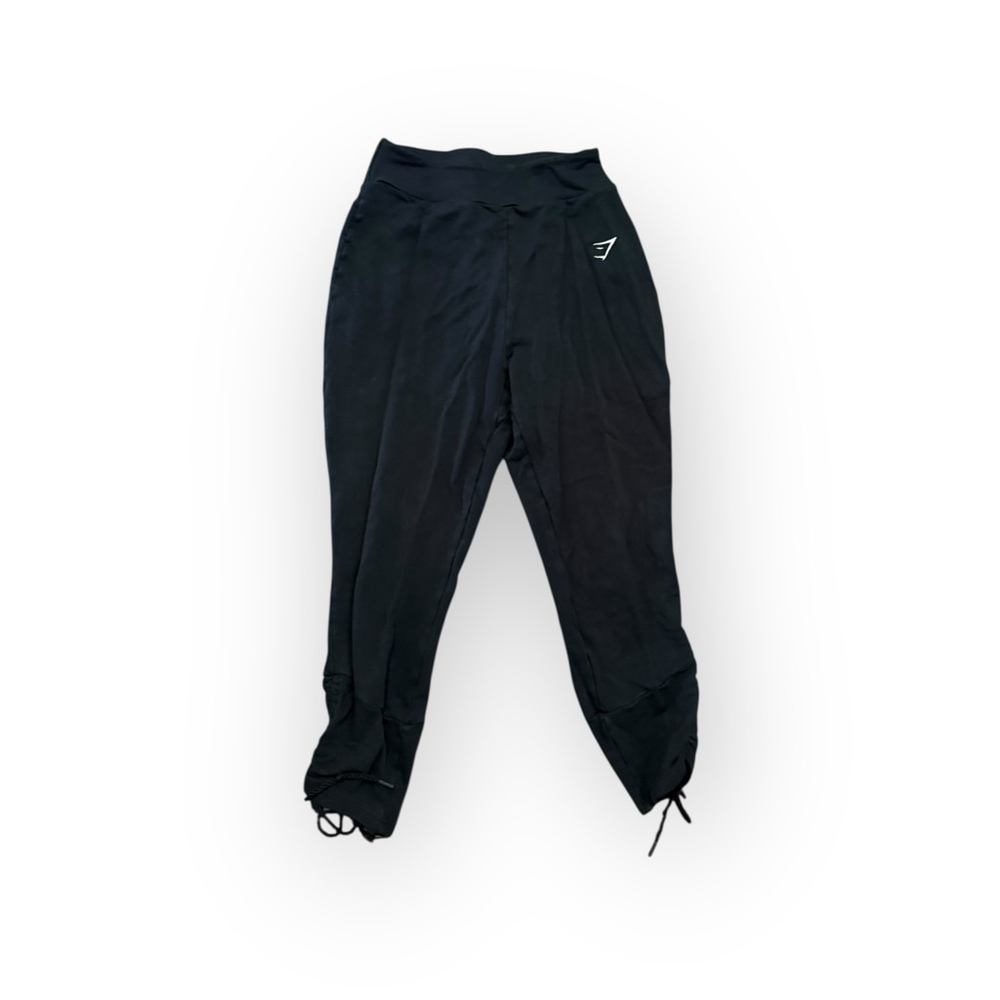 Gymshark Women’s Black Ruched Ankle Joggers Pants High Rise Drawstring Sz M - Picture 2 of 8